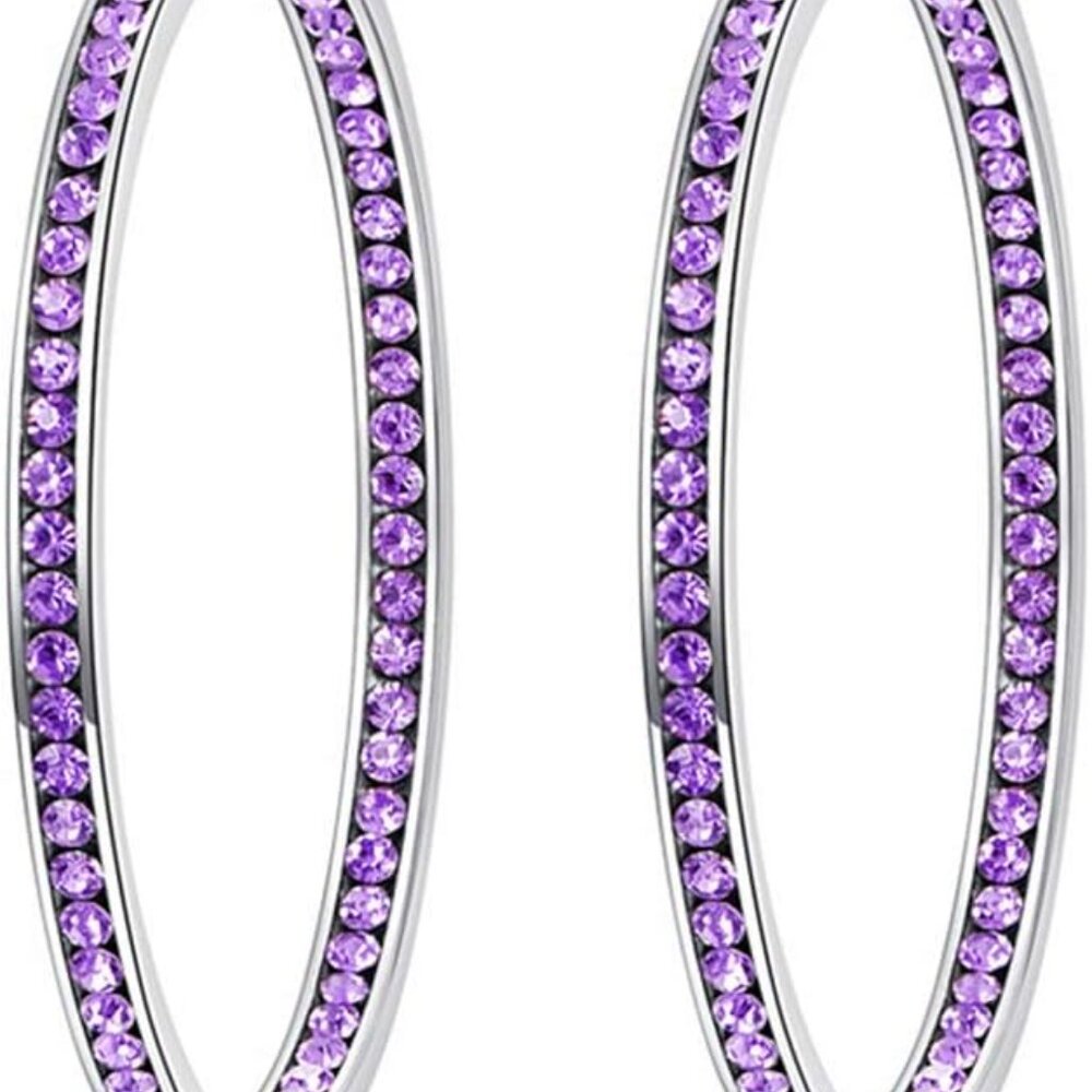 Mult-colors Crystal Stainless Steel Hoop Earring for Women Hypoallergenic Jewelr